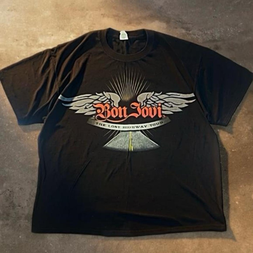 Bon Jovi The Lost Highway Tour 2008 black graphic tee